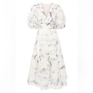 ZIMMERMANN Blue Birds-print plissé maxi dress